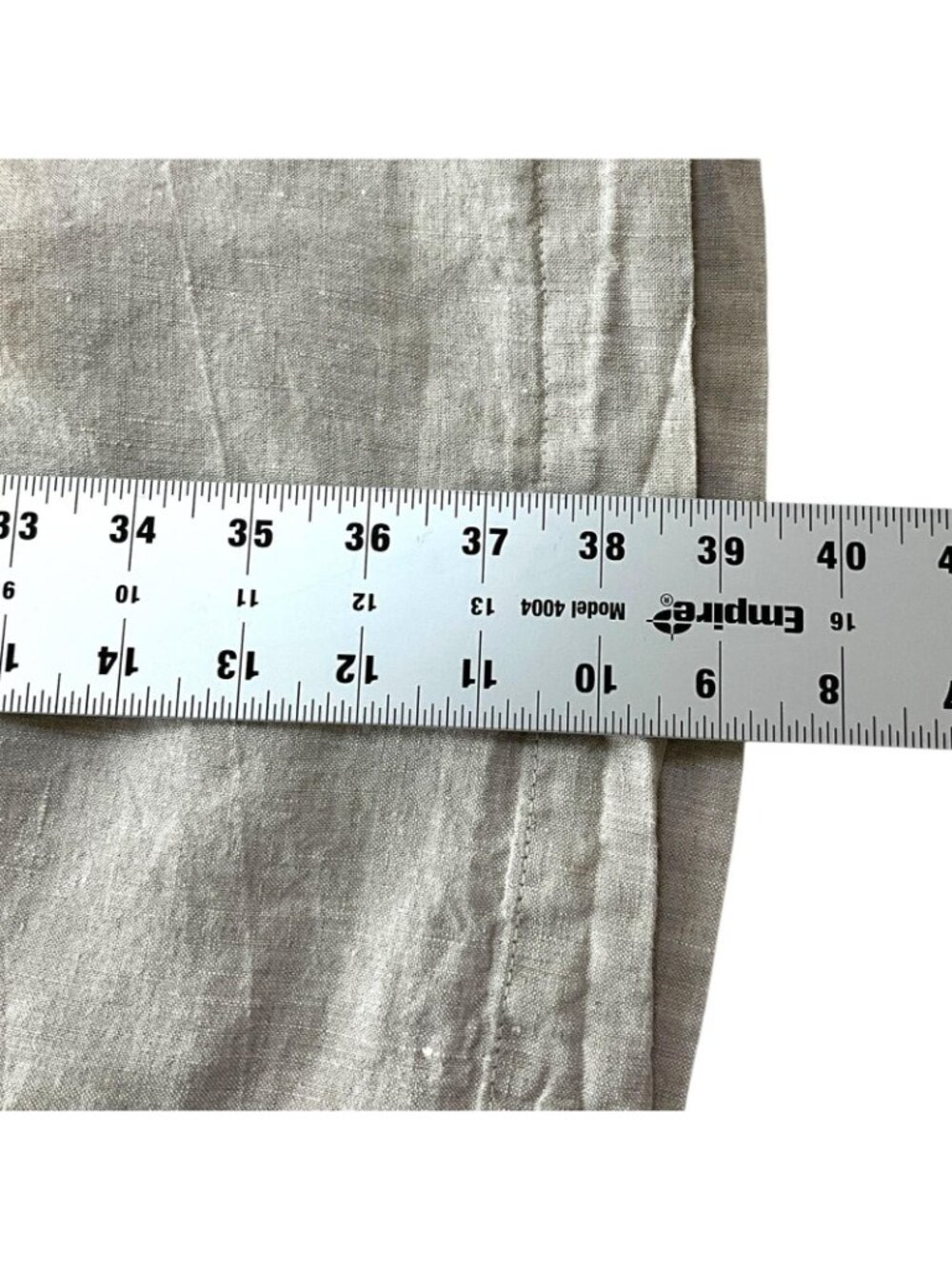 Len Ok Linen Dress Womens XL Beige 3/4 Sleeve Trapeze Swing Midi Pockets - Picture 12 of 12